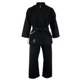 Adults Karate Deluxe Silver Brand Suit - Black 10oz