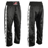 Full Contact Trousers - Black/ White Kickboxing Patches