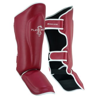 Playwell "Maroon Series" Leather Muay Thai Shin Instep Guards