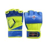 Playwell Ultimate Leather MMA Gloves - Blue/ Neon Yellow