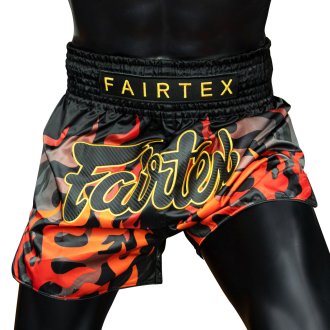 Fairtex Slim Cut Muay Thai Fight Shorts - Black Volcano
