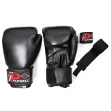 Boxing Gloves Leather - With Free Boxing Wraps - Black