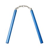 Heavy Slim Octagonal Aluminium Nunchaku With Chain: Blue - 10"
