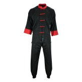 Adults Kung Fu Elite Microfibre Suit - Black/Red
