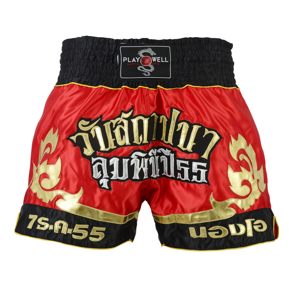 Muay Thai Competition Tribal Fight shorts - Red - Click Image to Close