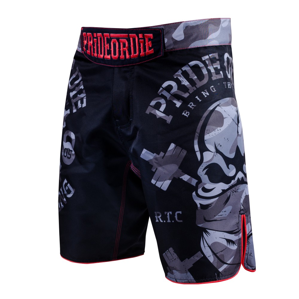 Pride or Die MMA Black "Raw Training" Urban Fight Shorts - Click Image to Close