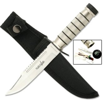 Survivor 9.5" Fixed Blade Knife With Survival kit - HK-695