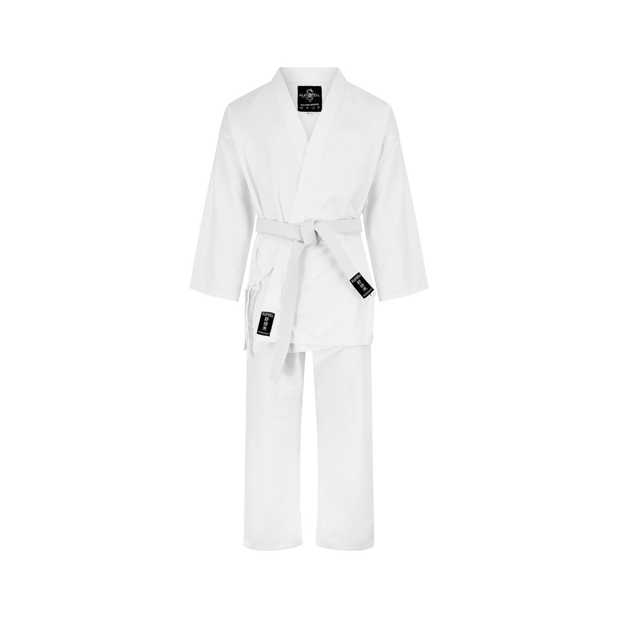 Adults Karate Premium Silver Brand Suit - White 10oz - Click Image to Close