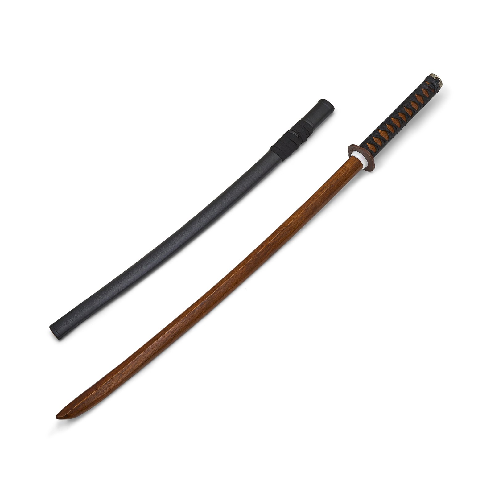 Wooden Roped Bokken With Plastic Scabbard - Red Beech Wood - Click Image to Close
