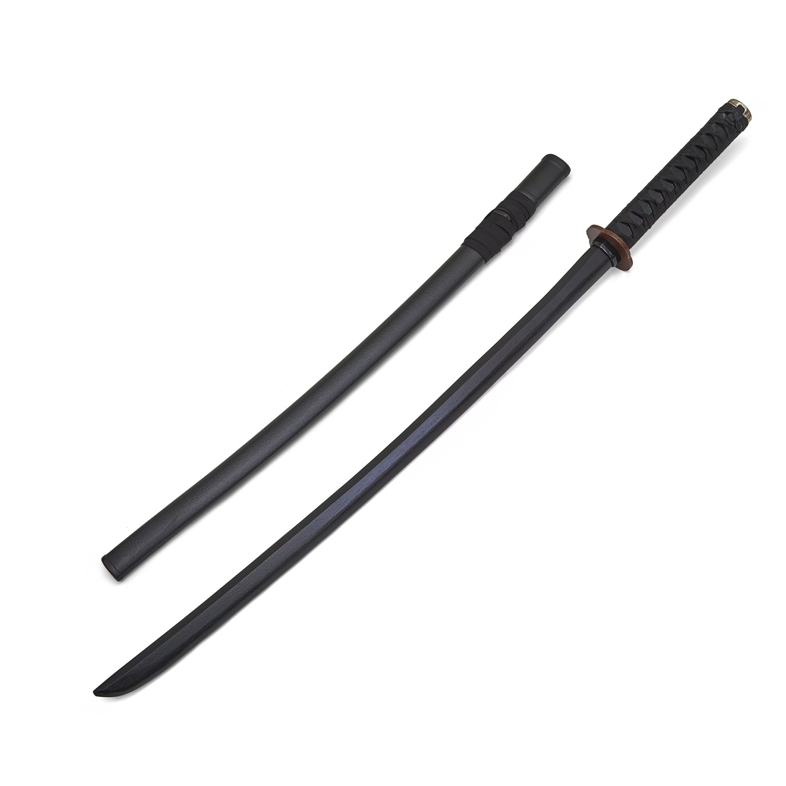 Wooden Roped Bokken With Plastic Scabbard - Black Oak - Click Image to Close