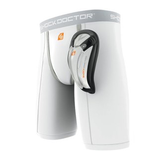 Shock Doctor Mens White Compression Shorts W/ Cup