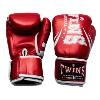 Twins Metallic Red Synthetic Boxing Gloves