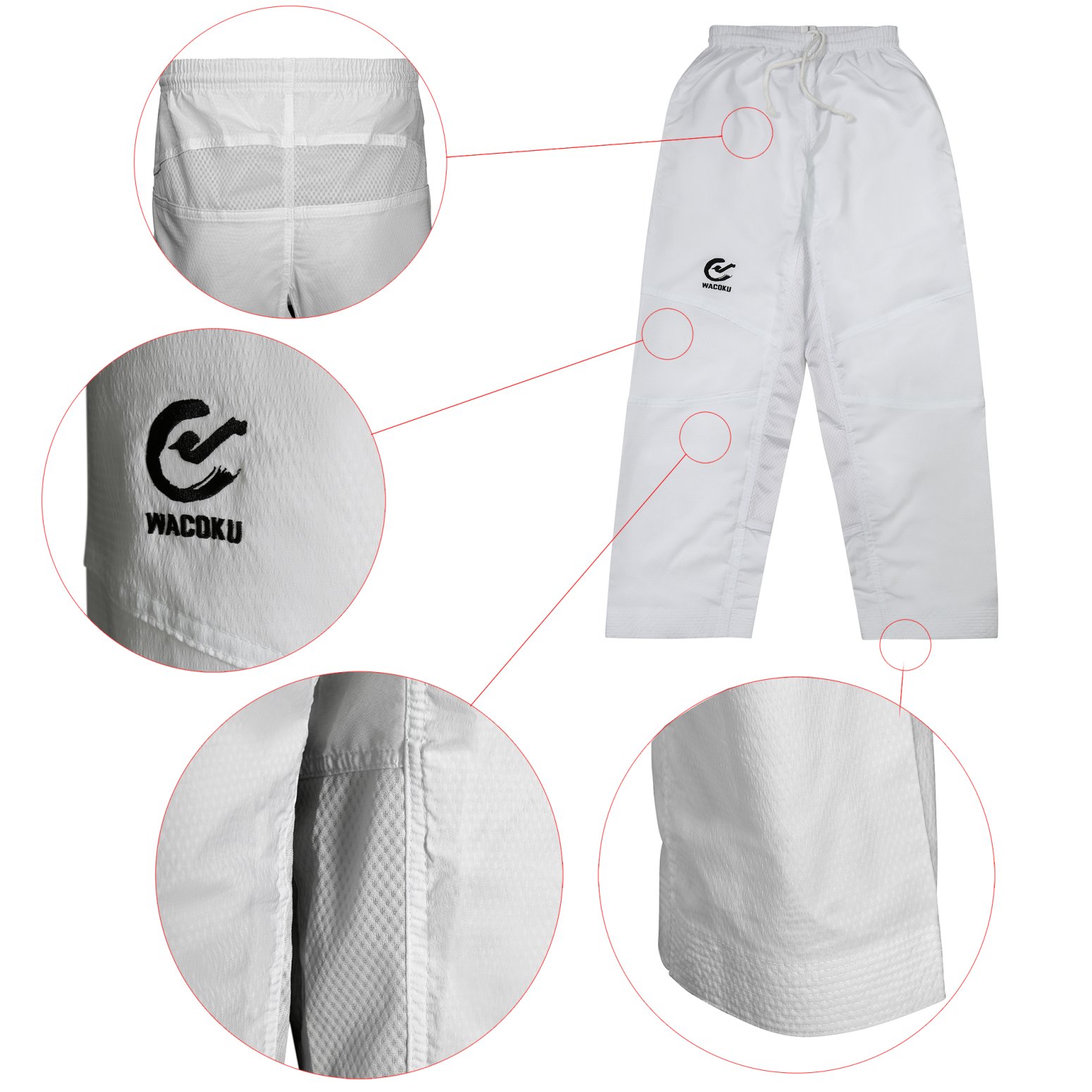 Elite Ultra Light White Taekwondo Training Pants - Kids - Click Image to Close