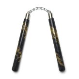 Black Wooden Gold Dragon Nunchucks Chain (SF-95) - 12" - NEW