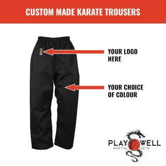 Custom Made Martial Arts Karate Black Pants - Your Logo