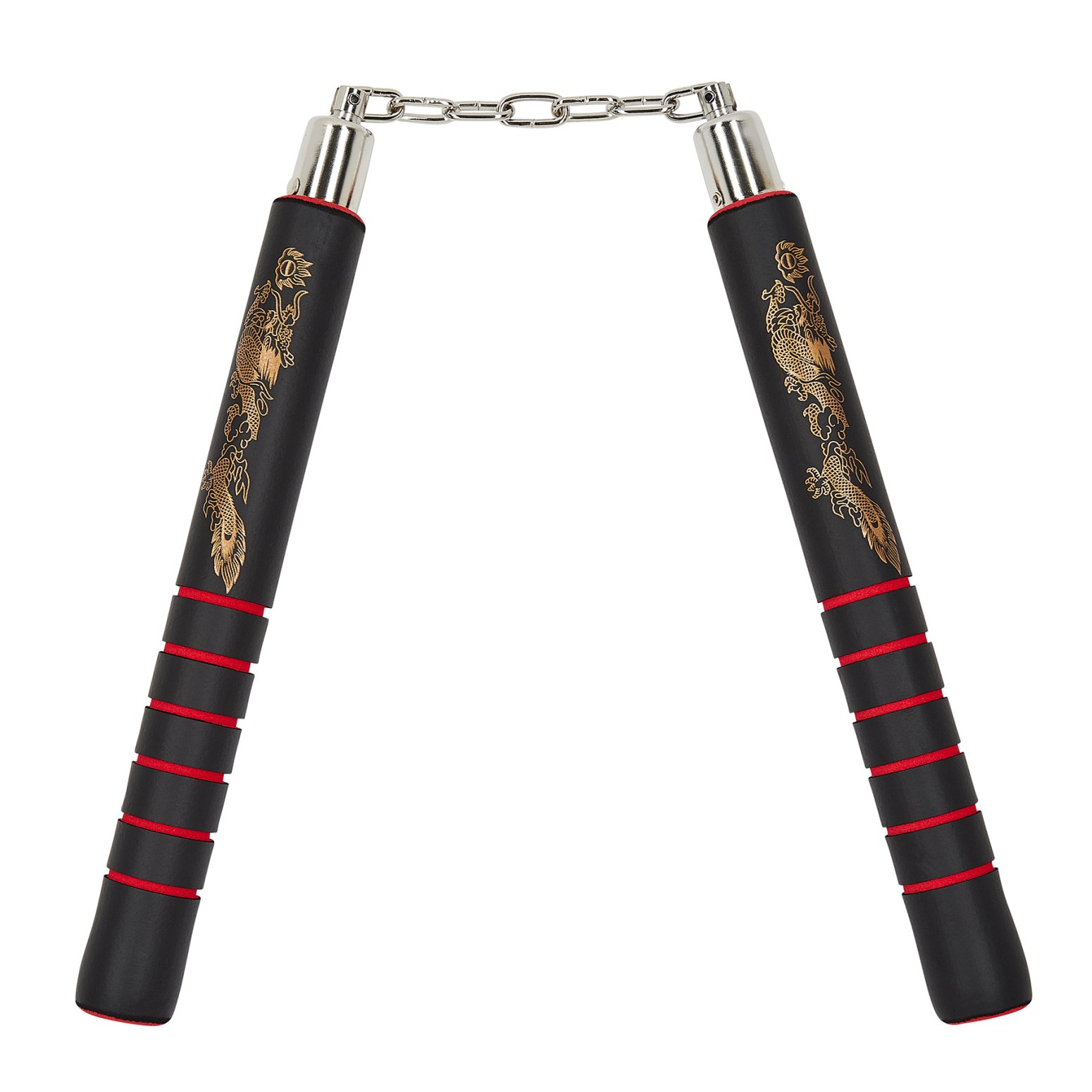 NR-027:Deluxe Foam Nunchaku B.B With Grip : Red grips - Click Image to Close