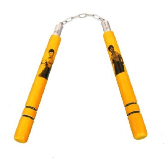 bruce lee yellow nunchucks