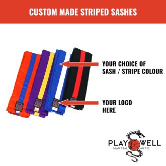 Custom Made Martial Arts Kung Fu Sashes Stripes - Your Logo
