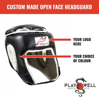 Custom Made Martial Open Face Head Guard- Your Logo