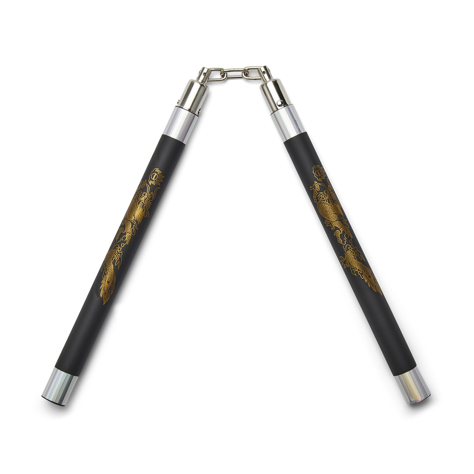 Deluxe Foam Speed Nunchucks With Chain - Black/Silver - 11\"
