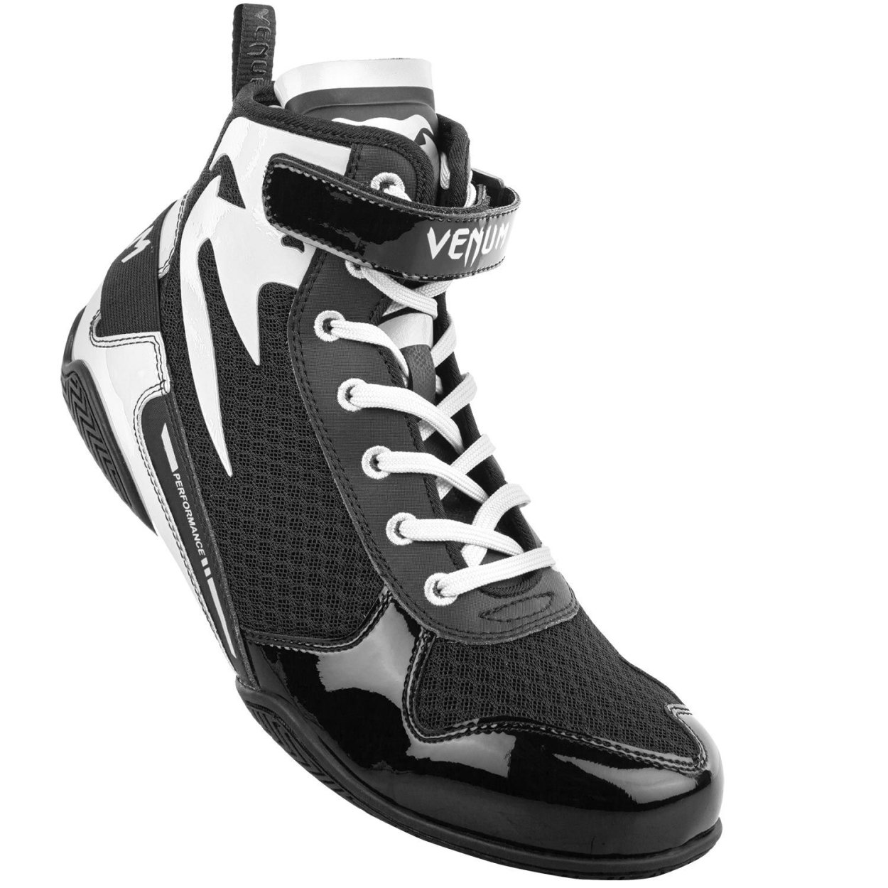 Venum Elite Low Top Giant Boxing shoes - Black/ White - Click Image to Close
