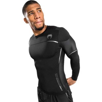 Playwell MMA Plain Black Long Sleeve Rash Guard BJJ T Shirt Training Gym 