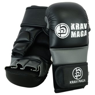 Krav Maga Elite Hybrid MMA Sparring Gloves - 7oz (Black/Grey )