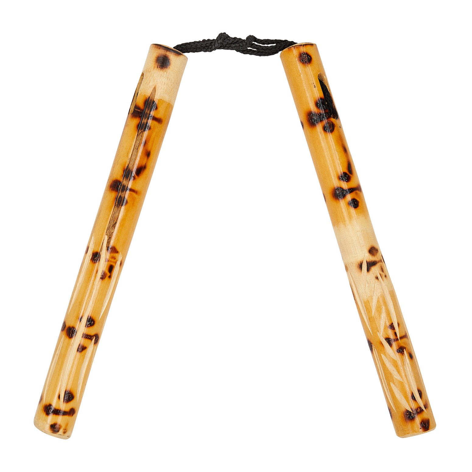 NR-070: Nunchaku Bamboo Tiger Cane / Skin W/ Cord - Click Image to Close