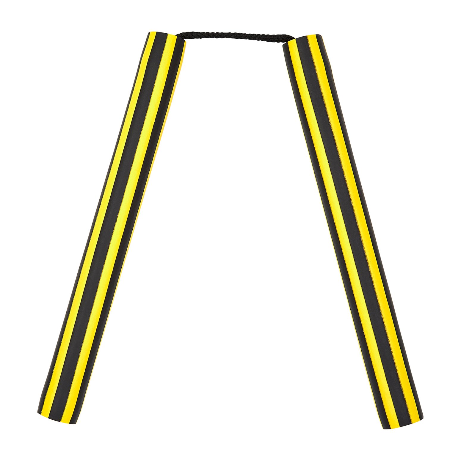 NR-014B: Foam Nunchaku with Cord Yellow / Black Stripes - Click Image to Close
