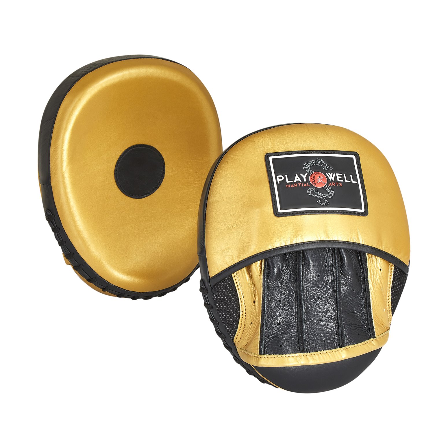 Playwell Premium Gold "Champion" Leather Focus Pads - Click Image to Close