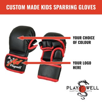 Custom Made Martial Arts Kids MMA Sparring Gloves - Your Logo