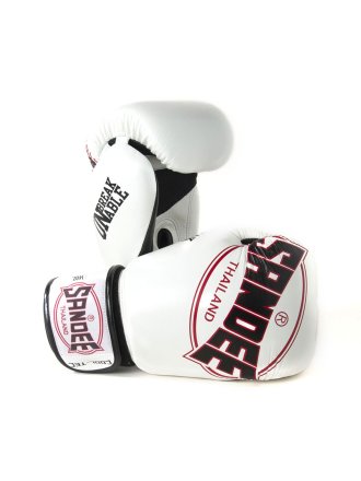 Sandee Black Leather Cool Tech Muay Thai Boxing Gloves - White