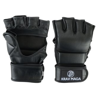 Krav Maga Leather Black Grappling & Striking Gloves - NEW