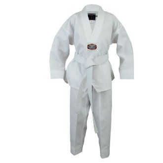 Korean Ultimate Taekwondo Uniform: Plain Back: White V-Neck