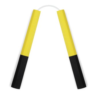 NR-012b: Octagonal Dense Foam Nunchaku Yellow/Black - 12"