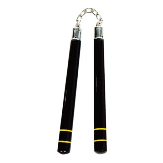 Deluxe Black Oak Nunchucks W/ 2 Yellow B.B C111