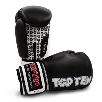Top Ten Fight Boxing Gloves- Black ( Wako Approved )