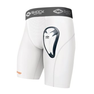 Shock Doctor Mens White Compression Shorts W/ Cup
