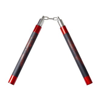 Deluxe Foam Speed Nunchucks With Chain - Black/Red - 9"