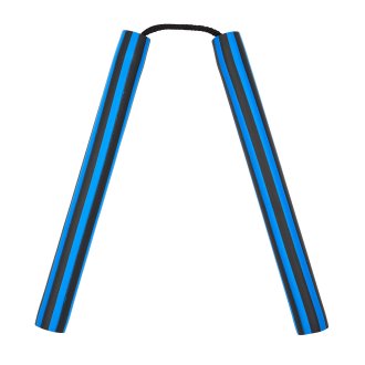 NR-003: Foam Nunchaku with Cord Blue/ Black stripes