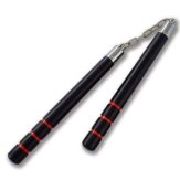 Deluxe Wooden Black Oak 3 Stripes Nunchucks B.B