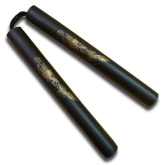 NR-007: Foam Nunchaku with Cord All Black Dragon