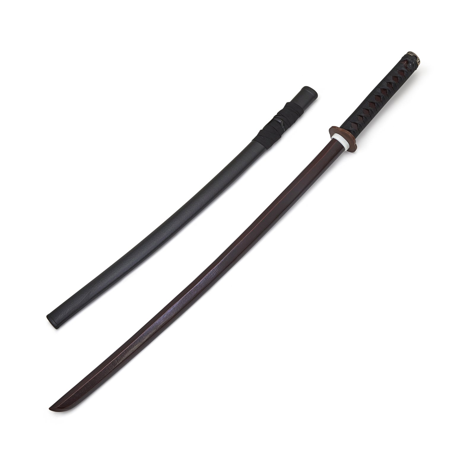 Wooden Roped Bokken With Plastic Scabbard - Cherry Oak - Click Image to Close