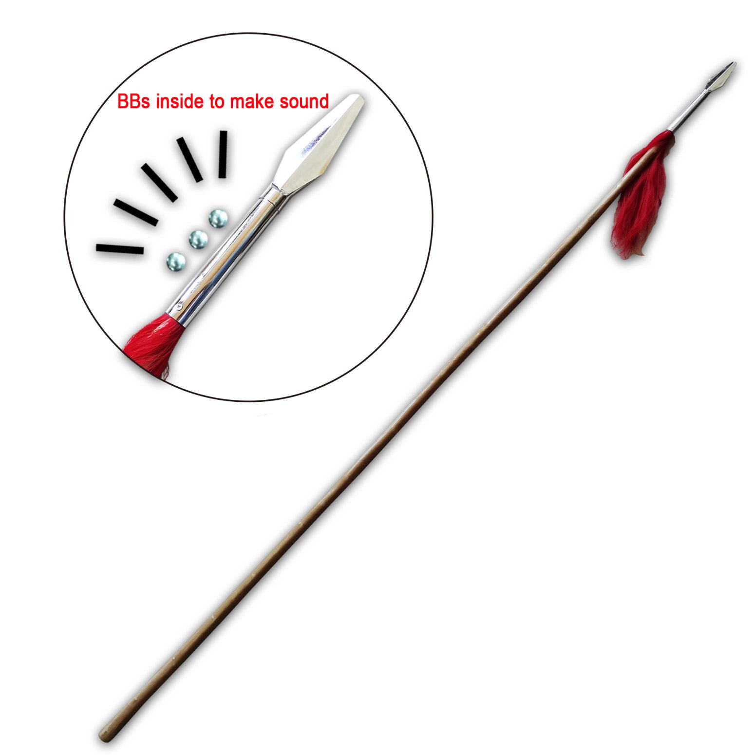 Wushu Waxwood Single Spear head Stick (With Ball Bearings) - 78\"