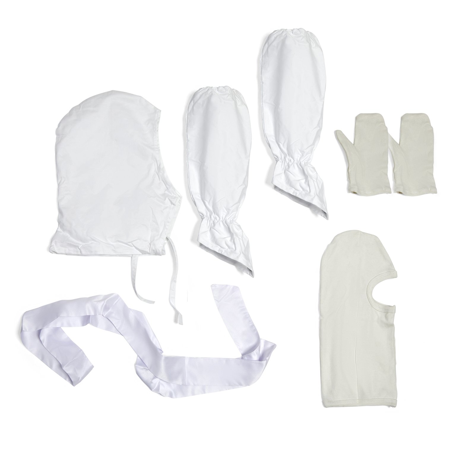 Ninja Gauntlets and Hood Set Pack - White - Click Image to Close