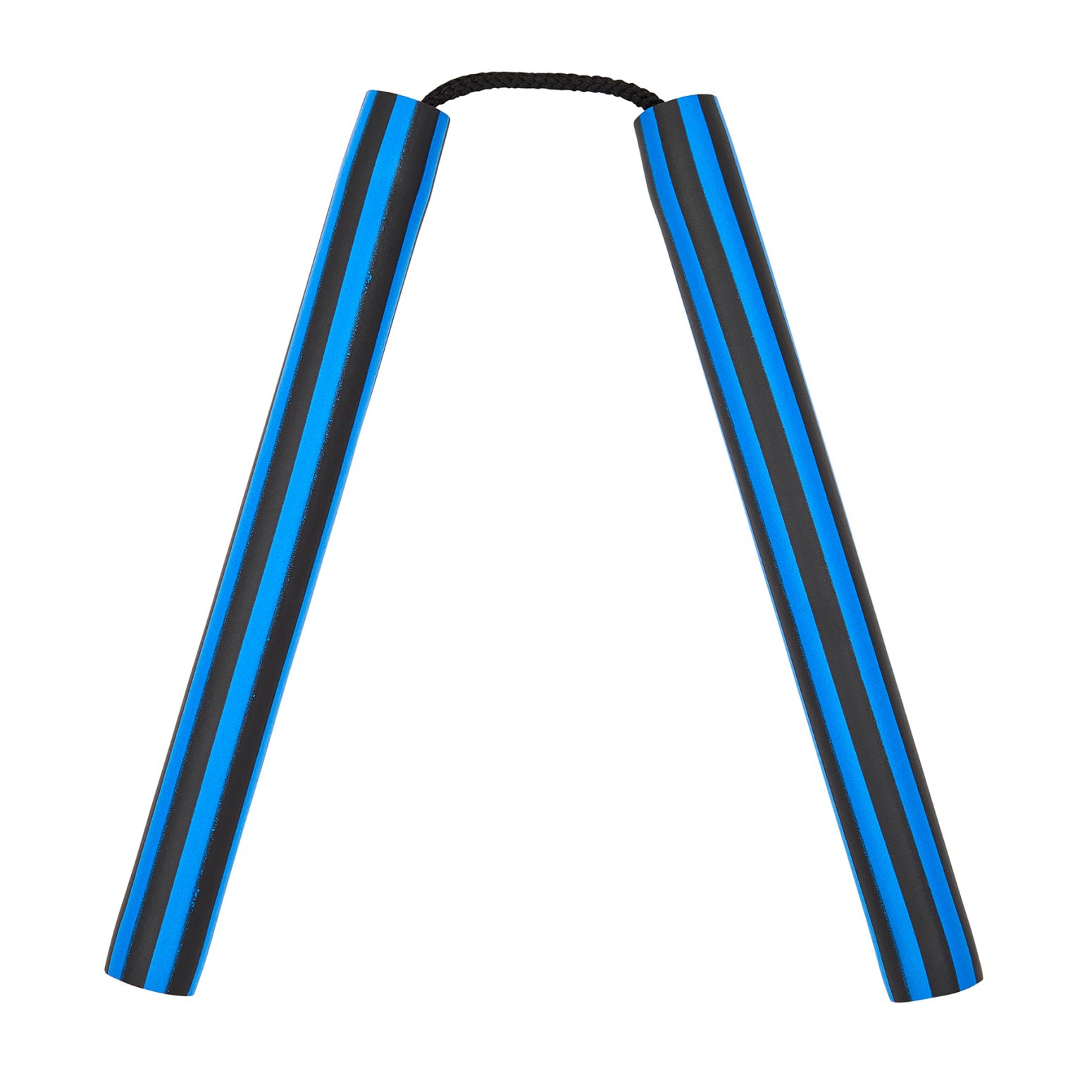 NR-003: Foam Nunchaku with Cord Blue/ Black stripes - Click Image to Close