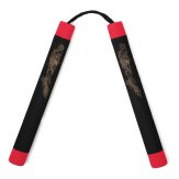 NR-005c: Foam Nunchaku with Cord Black Dragon With Red Tips