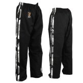 Full Contact Trousers - Black W/ 2 Camo Stripes Cotton