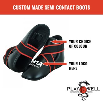 Custom Made Martial Semi Contact Sparring Boots - Your Logo