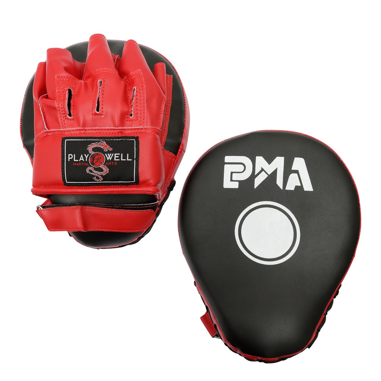 Deluxe PMA Curved Vinyl Focus Pads - Black/Red - Click Image to Close
